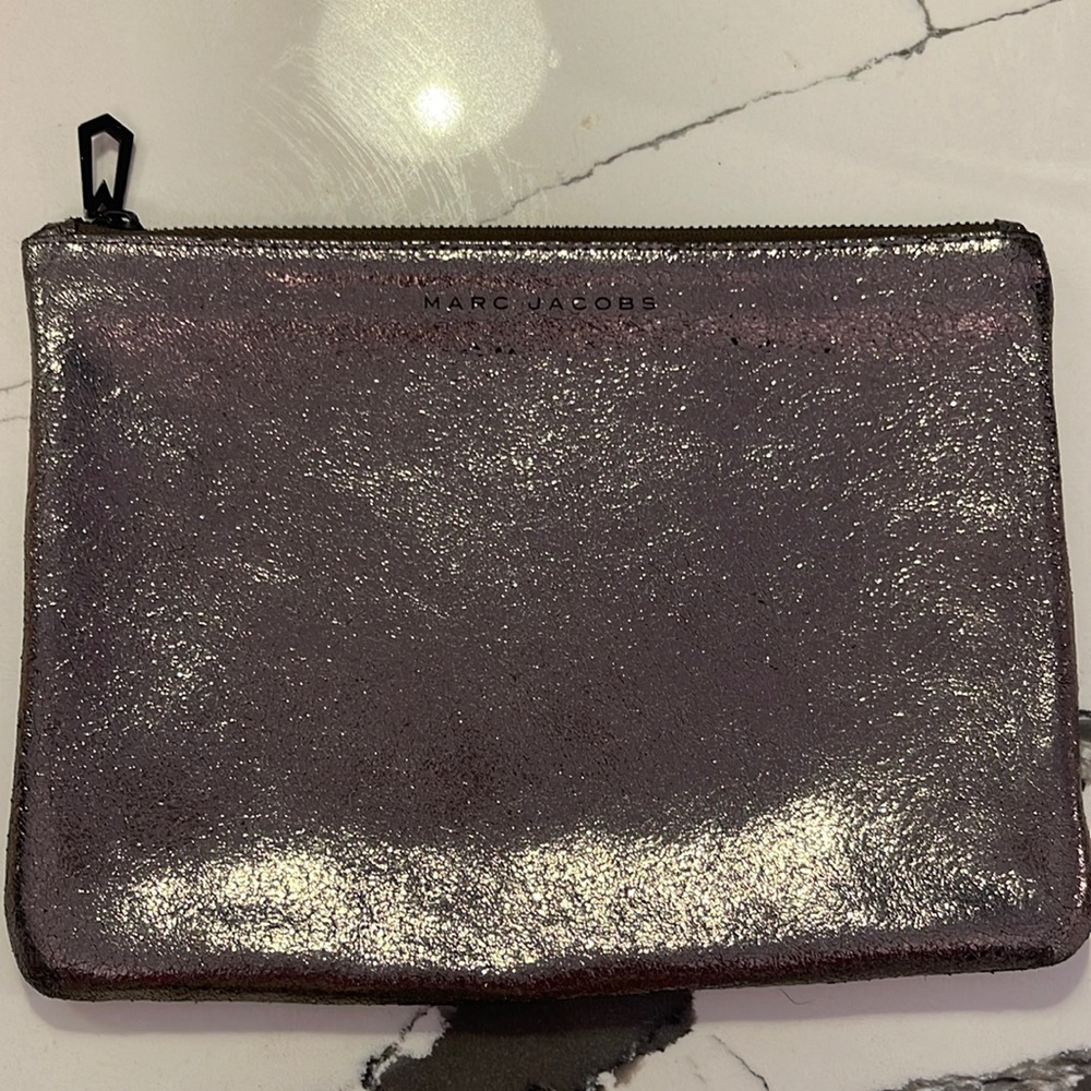 Marc Jacobs leather pouch in a metallic crinkle